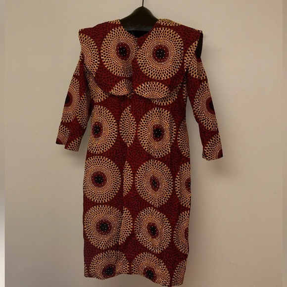 Kweenzyafrik Luxury  Ankara patterned studded cape open jacket Sz L - Picture 15 of 16